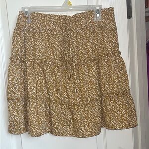 Floral Brown Tiered Skirt